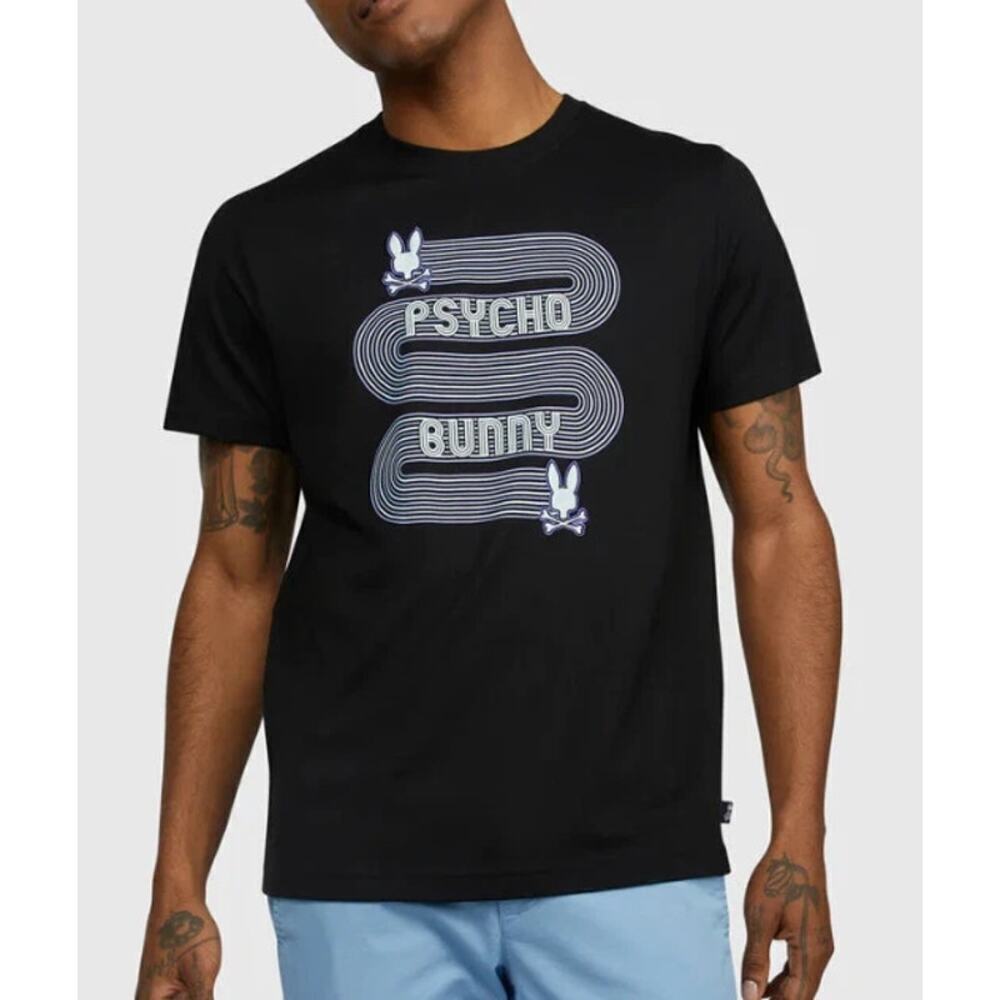 Psycho Bunny Dorton Pima Cotton Short Sleeve Graphic Print T-Shirt Black Men's 4